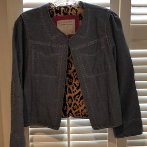 Alix of Bohemia chambray jacket w/leopard lining